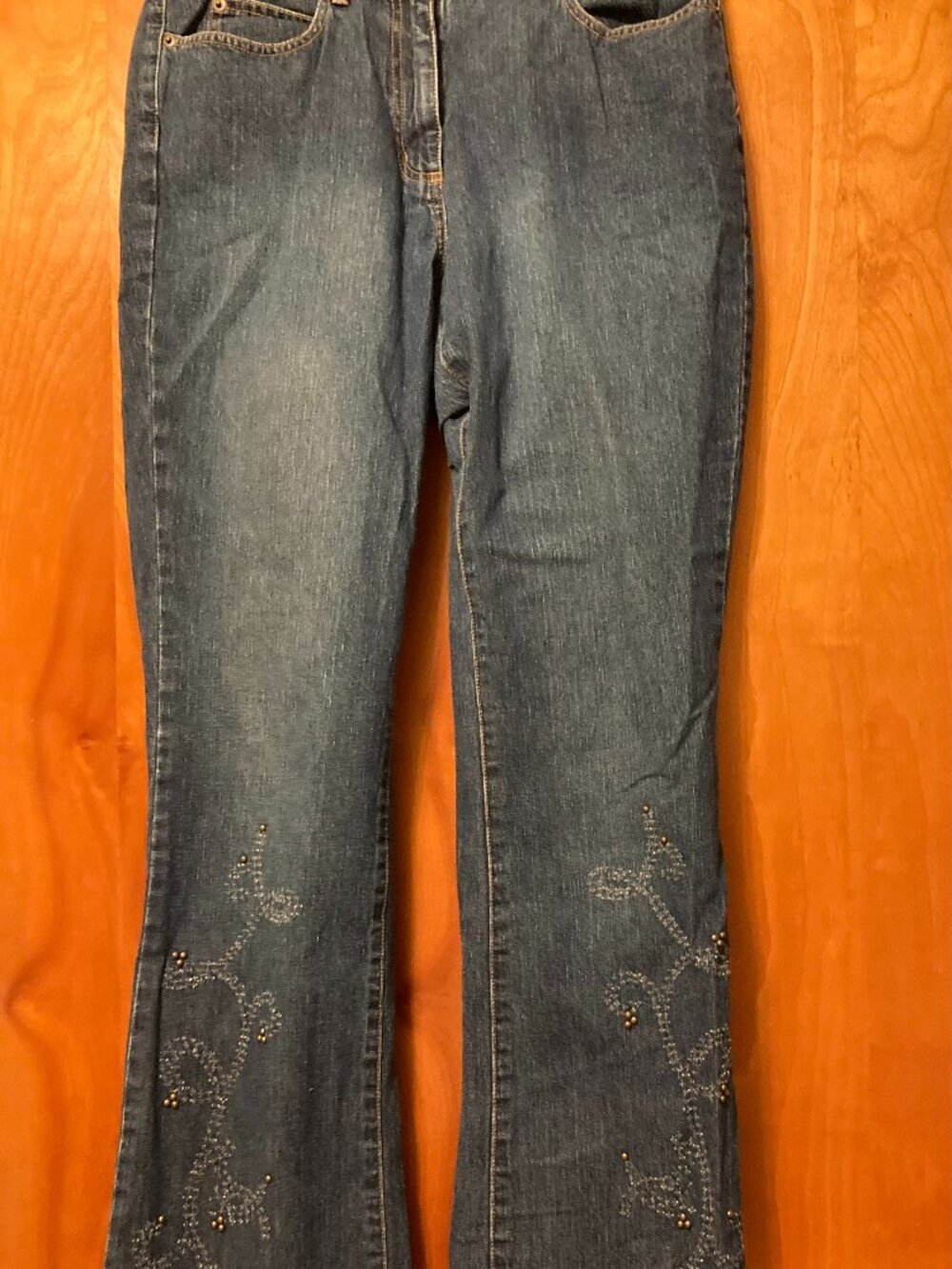 Willi Smith beaded floral vintage flare jeans 12